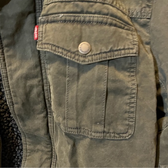 Levis Two Pocket Trucker Utility Jacket Pocket Military Faux Sherpa Lined Warm M - Picture 7 of 16